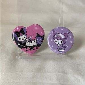 Sanrio Kuromi Heart and Round Pins - Pink and Purple